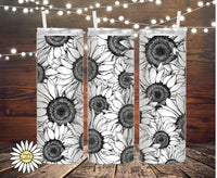 Black and White Sunflower Tumbler