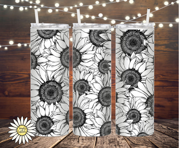 Black and White Sunflower Tumbler