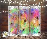 Watercolor Rainbow Sunflower Tumbler